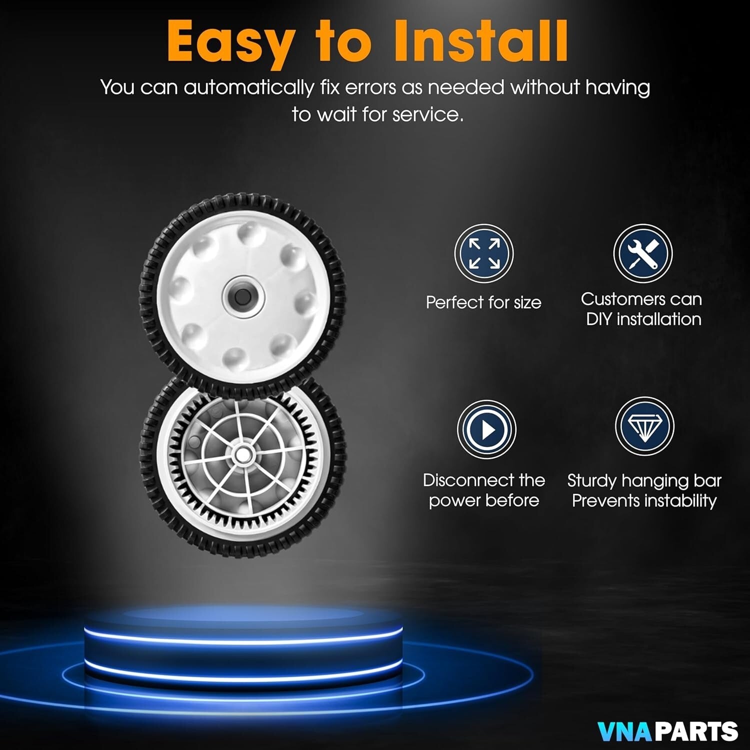 2x Durable 8-Inch Front Wheel Set for Troy-Bilt Lawn Mowers - Aftermarket Part