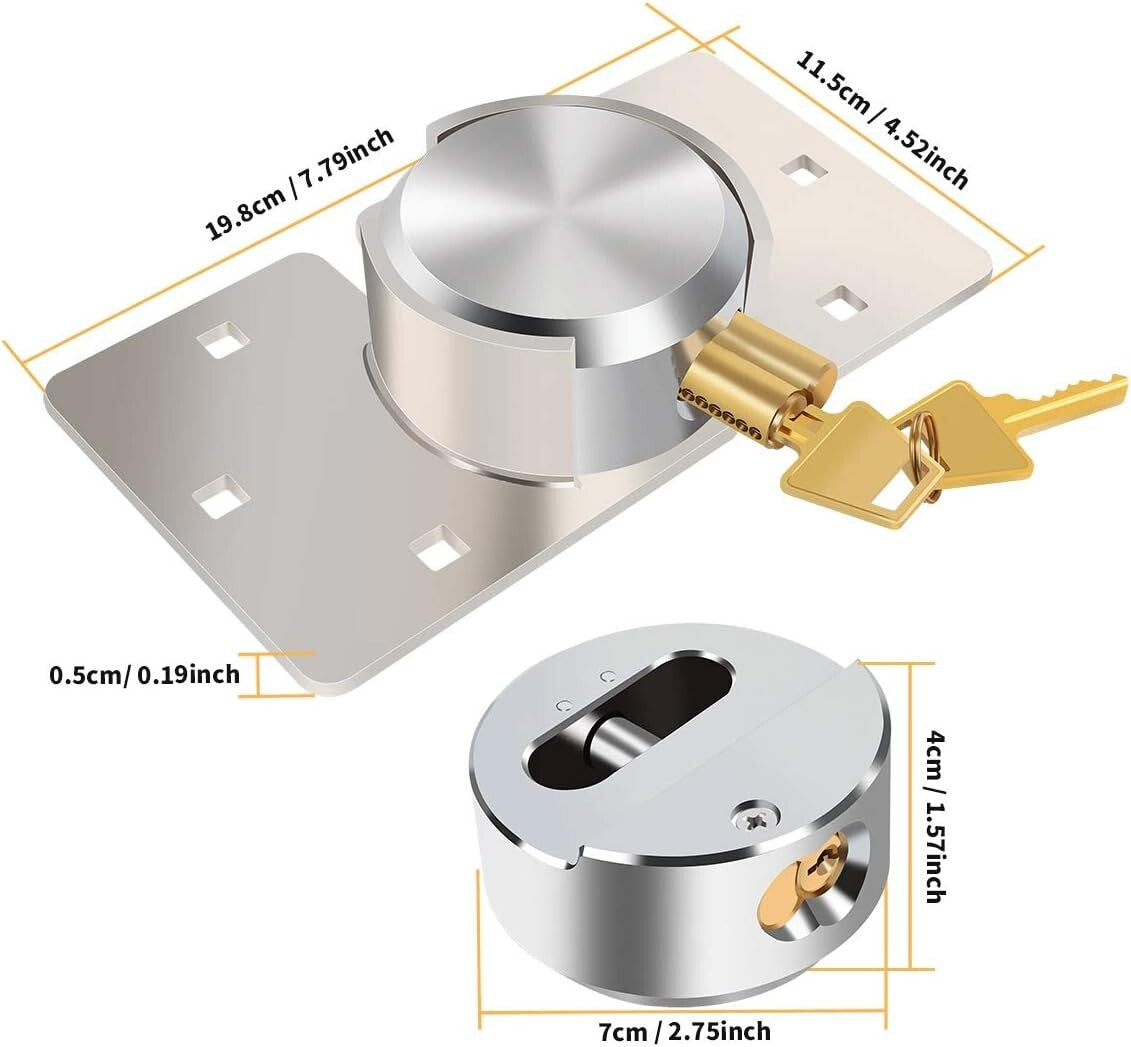 Hidden Shackle Heavy Duty Padlock Set - Keyed Alike with Hasp & Installation Kit