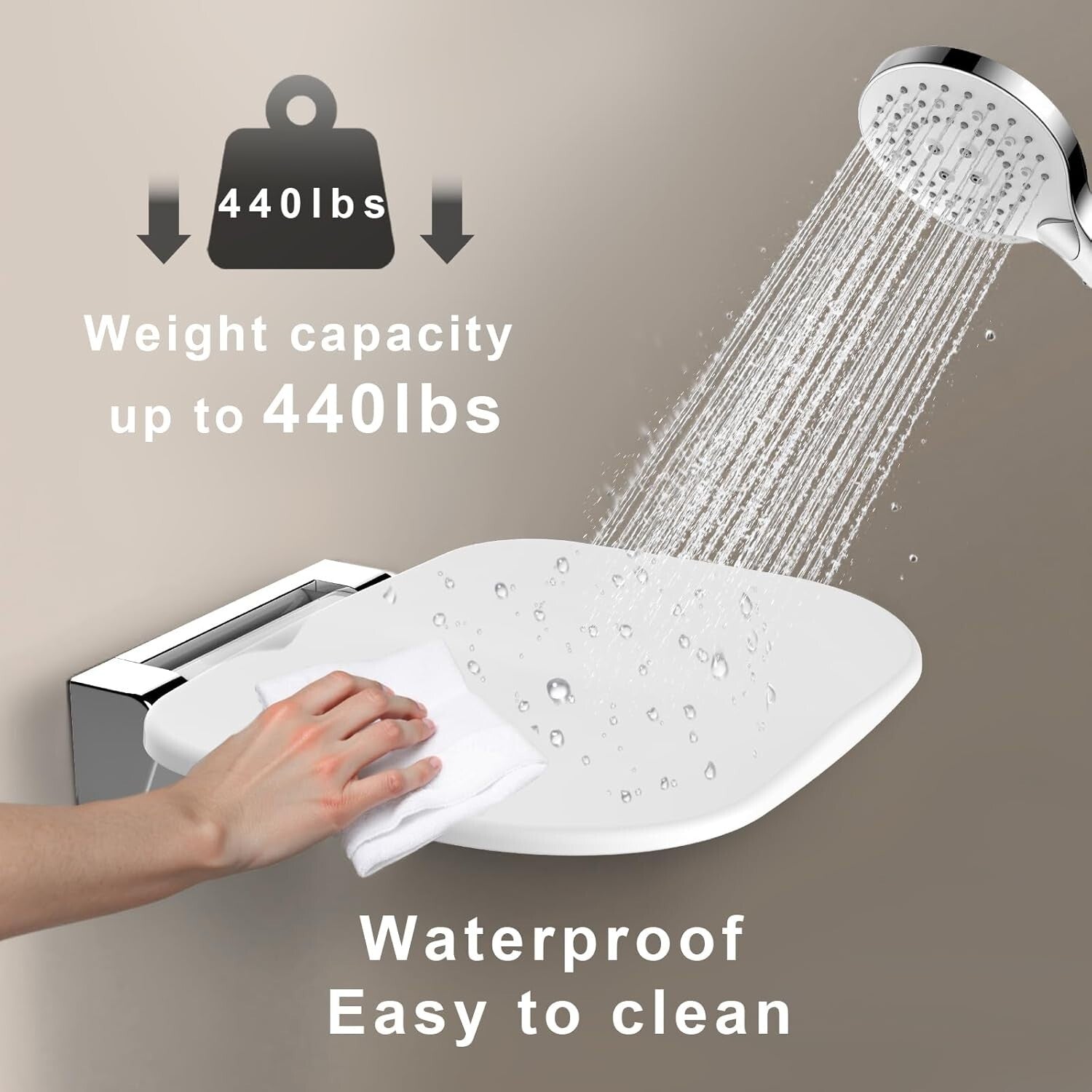 Durable Therapy Shower Chair - Wall-Mounted Foldable Seat for Elderly & Disabled