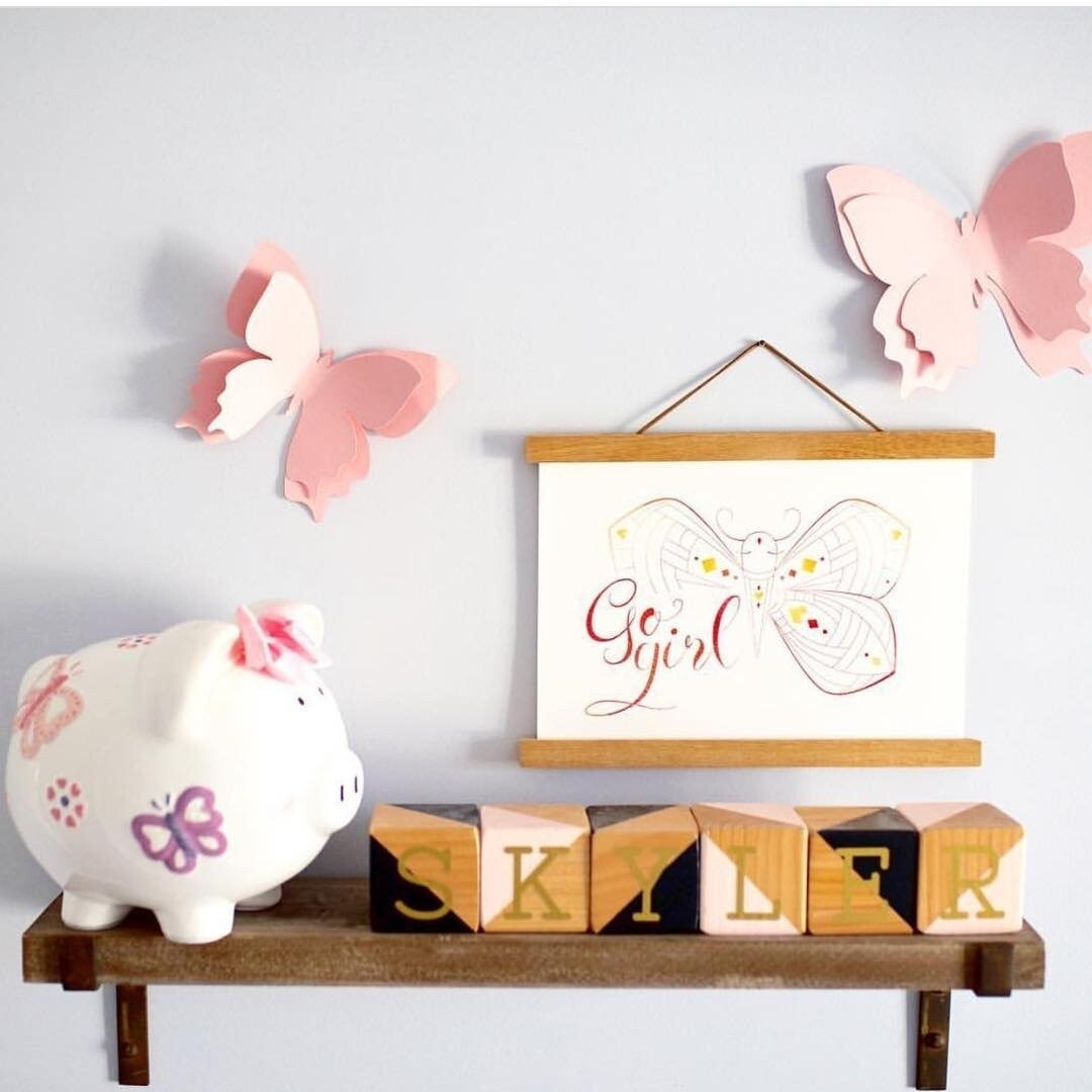 Elegant 8" Ceramic Piggy Bank for Girls - Butterfly Patterned Savings Bank