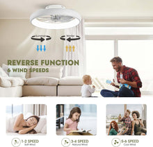 Load image into Gallery viewer, 20" Modern Flush Mount Ceiling Fan with LED Lights - Voice Control &amp; 6 Speeds
