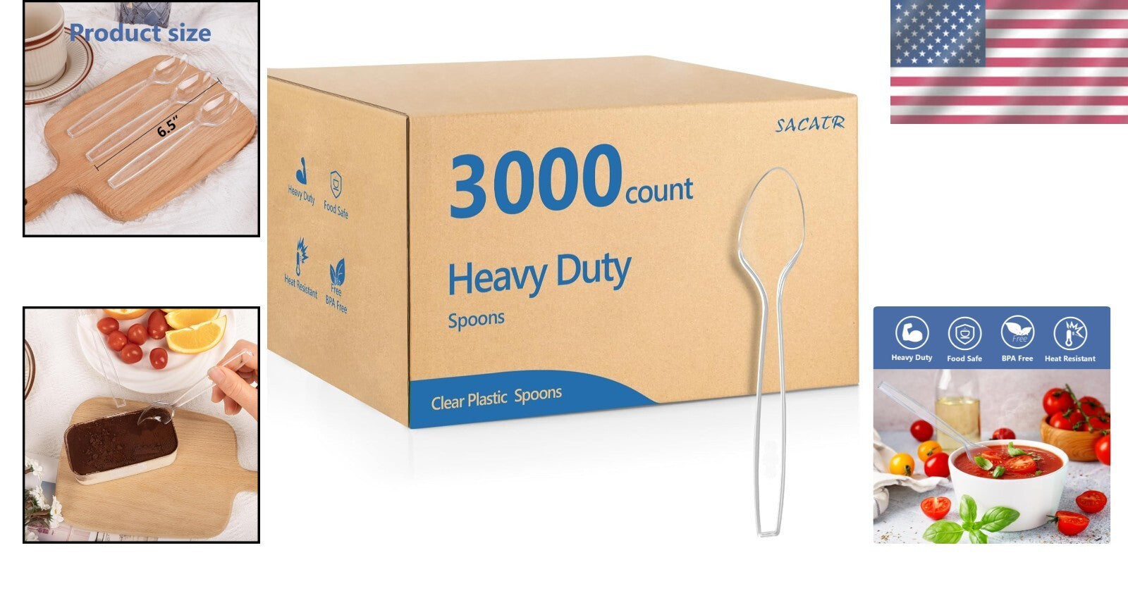 BPA-Free Plastic Silverware Spoons - 3000 Count for Family and Events