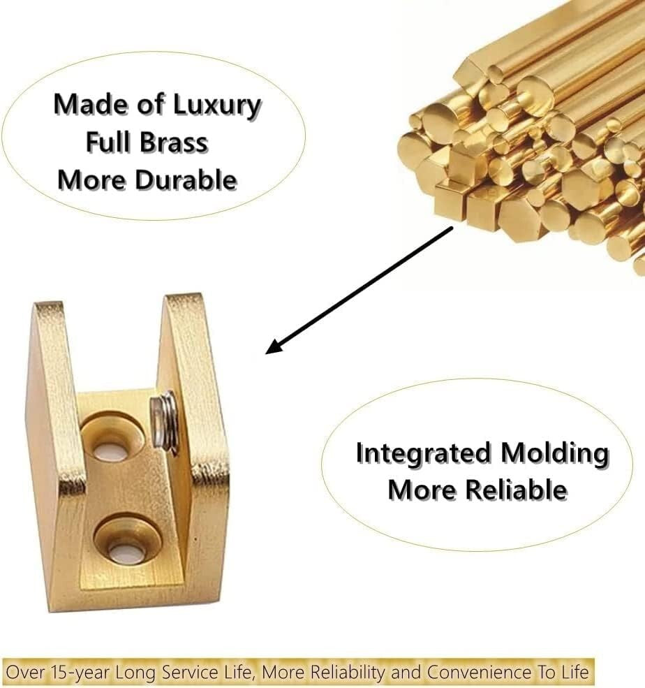 Elegant Pack of 10 Brass Glass Clips for 10-12mm Glass - Effortless Installation