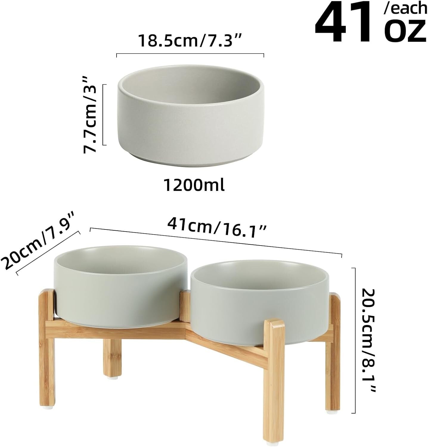 Modern Ceramic Double Dog Bowls with Stand - Healthy Design for Medium Breeds