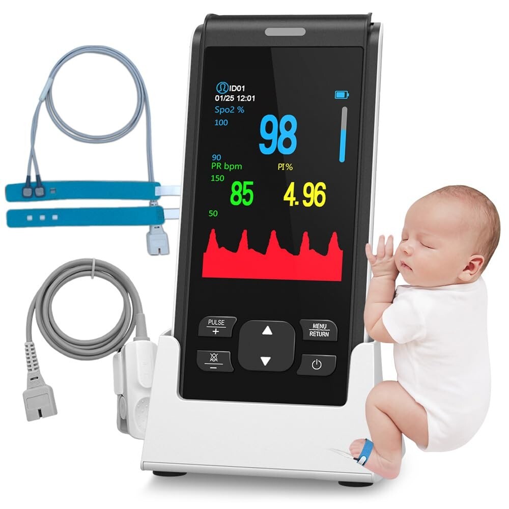 Accurate Baby & Adult Pulse Oximeter with Alarm - Continuous Monitoring Device