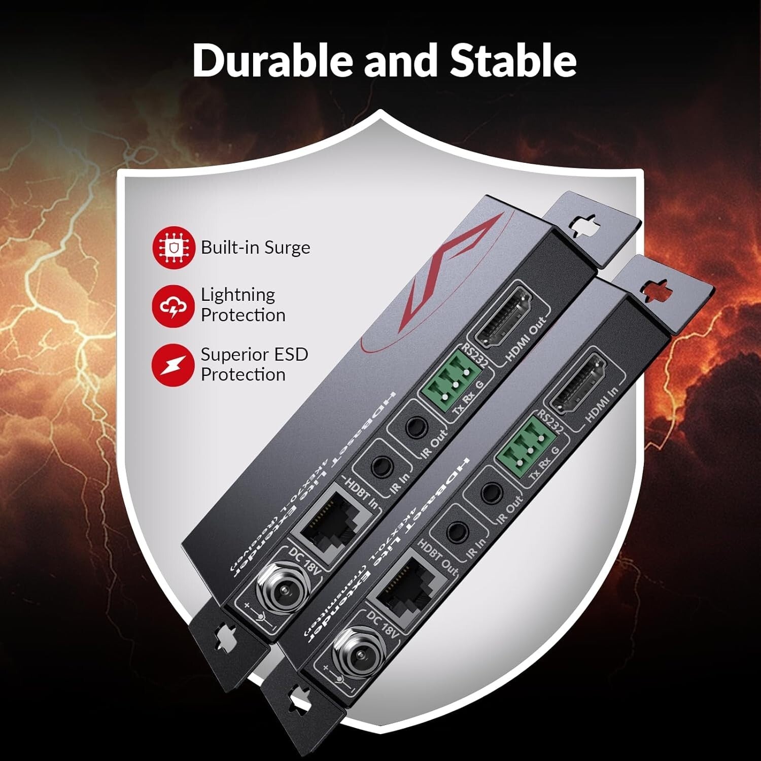 Professional HDBaseT HDMI Extender with Surge Protection for AV Installations