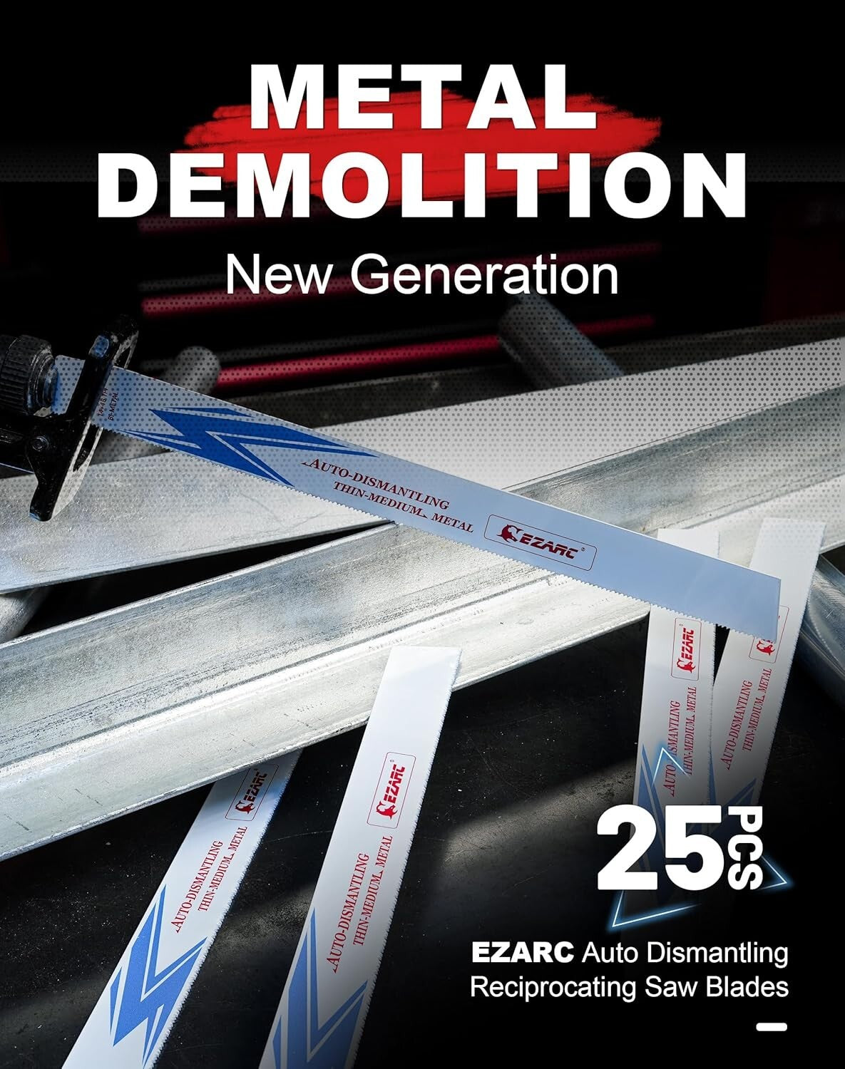 25 Pack 12 Inch Bi-Metal Reciprocating Saw Blades for Precision Metal Cutting