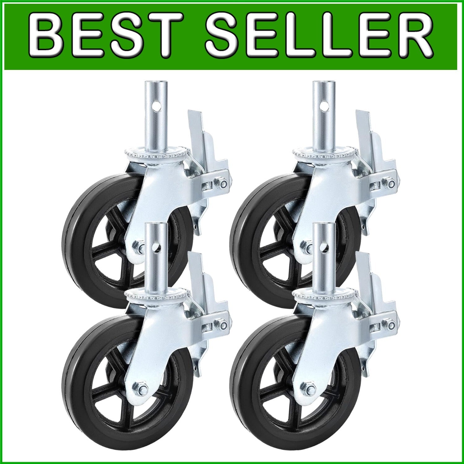 Durable 8 x 2 Inch Heavy-Duty Swivel Casters with Double Lock - 1100LBS Capacity