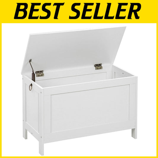 Elegant White Toy Chest Organizer - Easy Assemble Storage Bench, 220 lb Capacity
