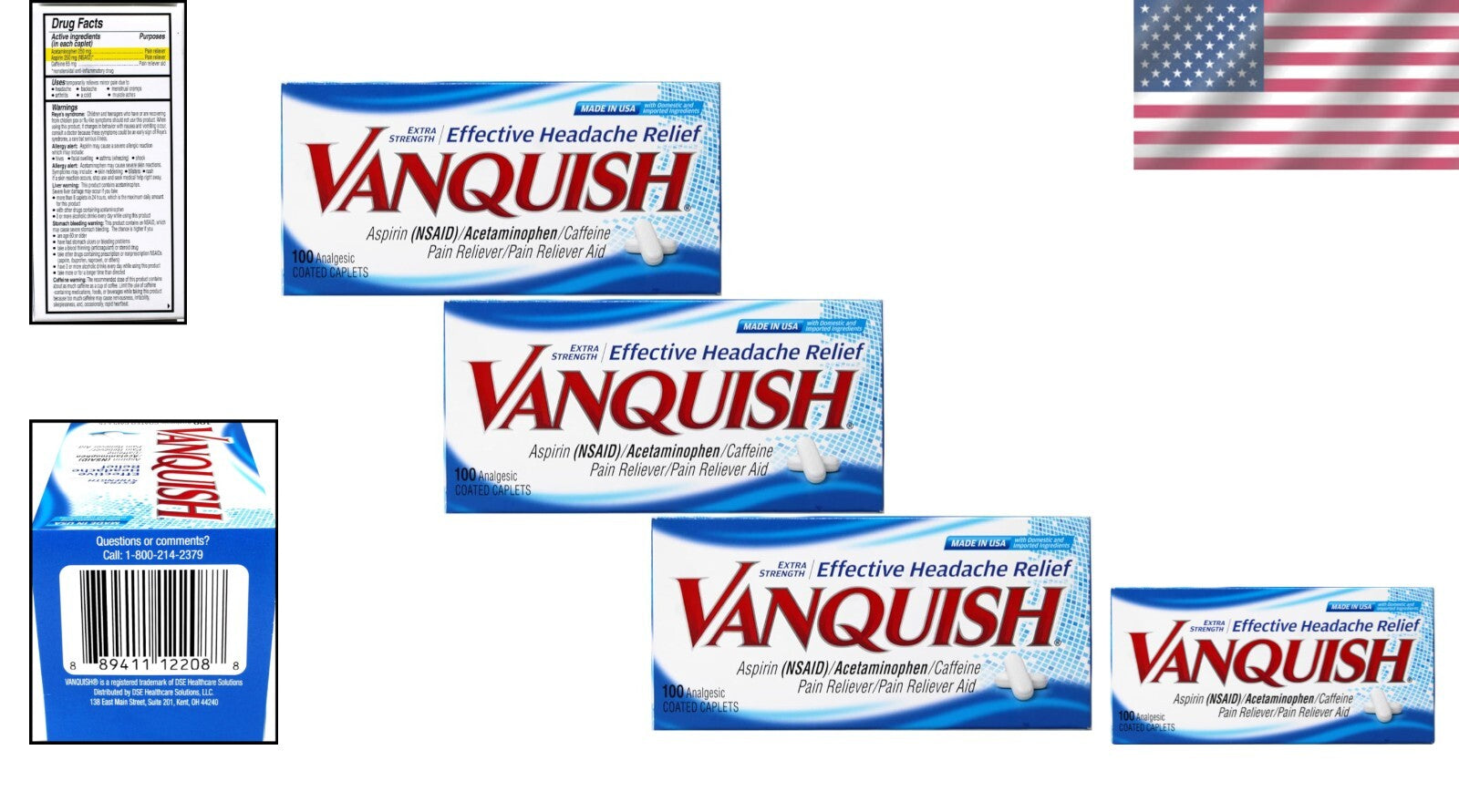 Aspirin & Acetaminophen Pain Reliever - 100 Coated Caplets for Easy Swallowing