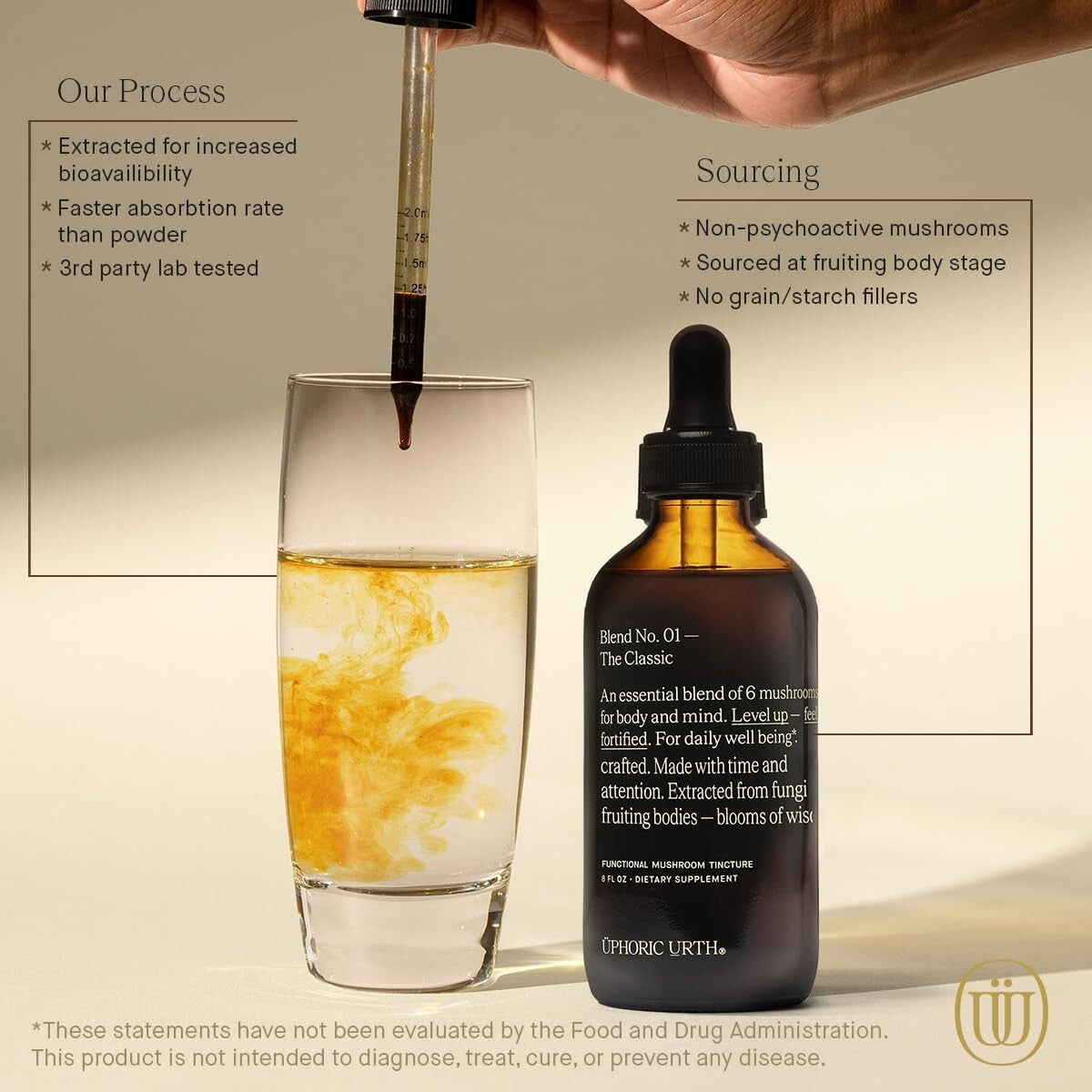 High Potency 240 Servings Mushroom Tincture - Natural Energy & Immunity Boost