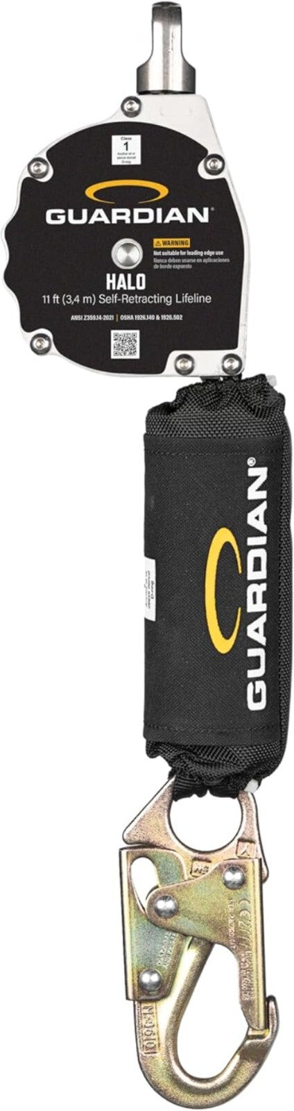 Guardian Halo SRL: 11 ft Self-Retracting Lifeline with Carabiner - ANSI Compl...