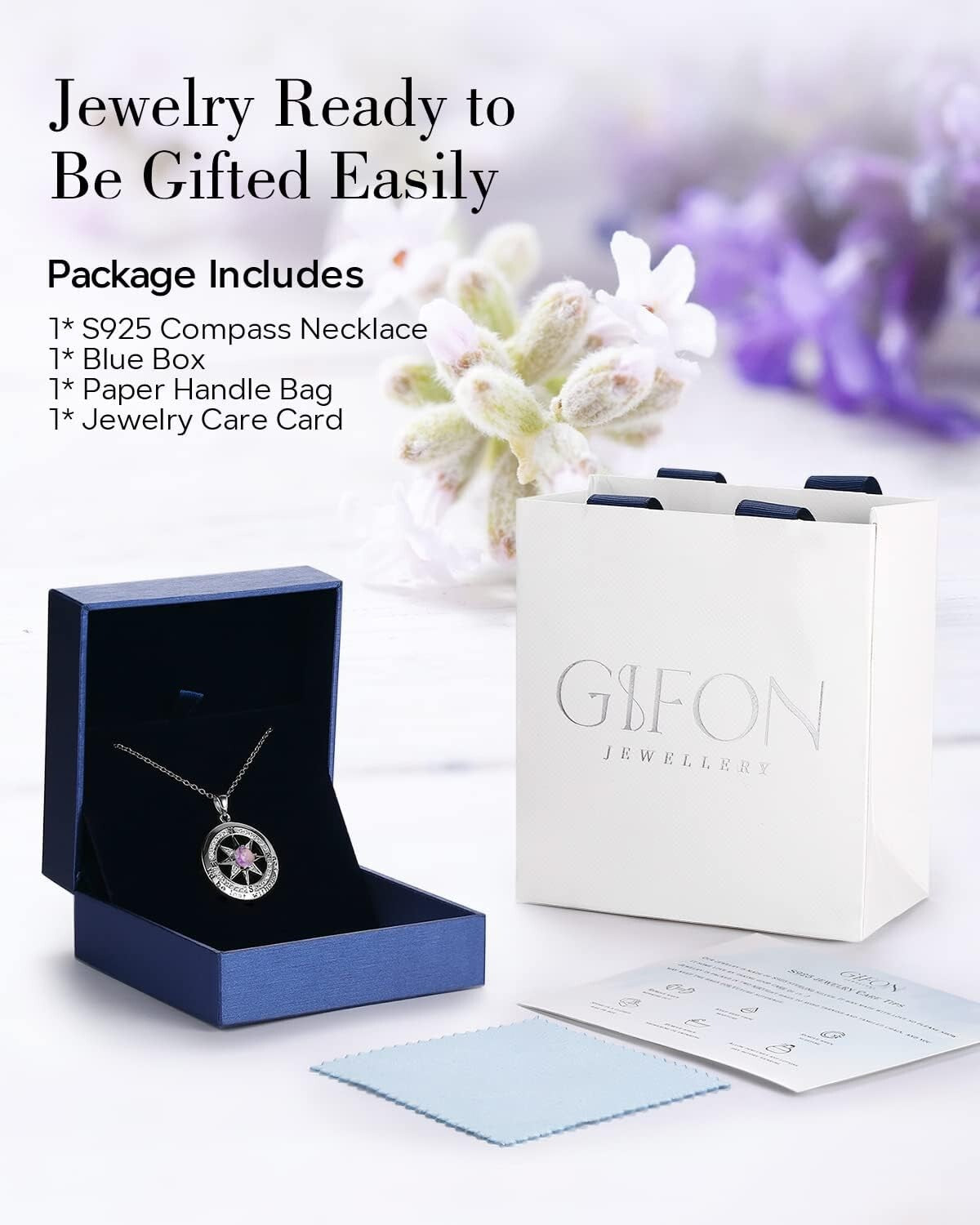 Sentimental Compass Necklace in S925 Silver: Perfect Anniversary Gift for Women