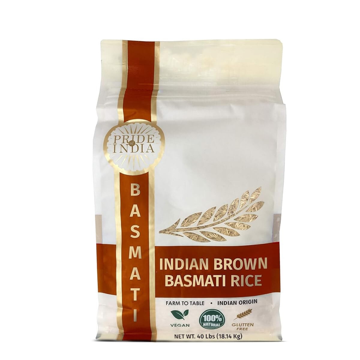 Extra Long Premium Brown Basmati Rice - 40lb Bulk for Restaurants & Homes