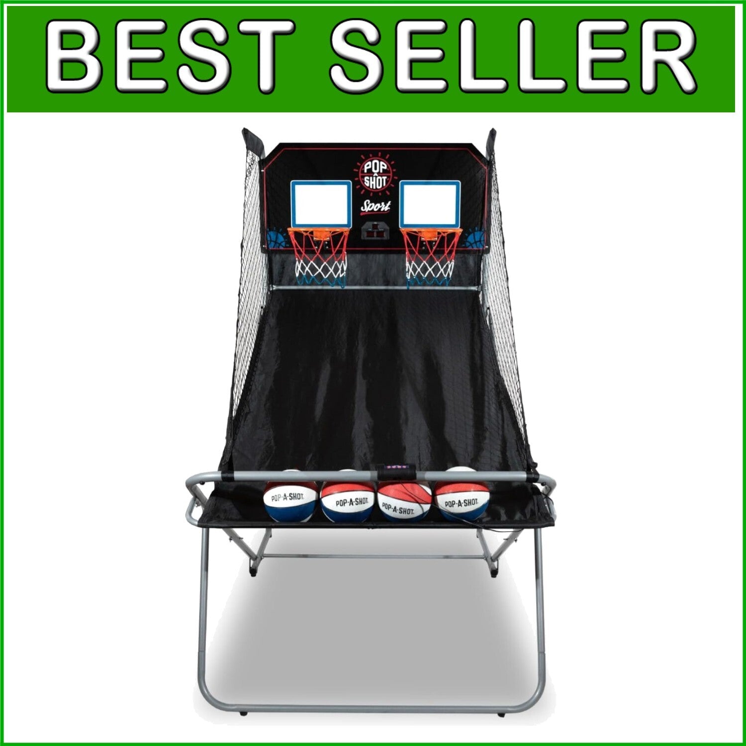 Foldable Arcade Basketball Game - Durable Steel Frame with 10 Game Options