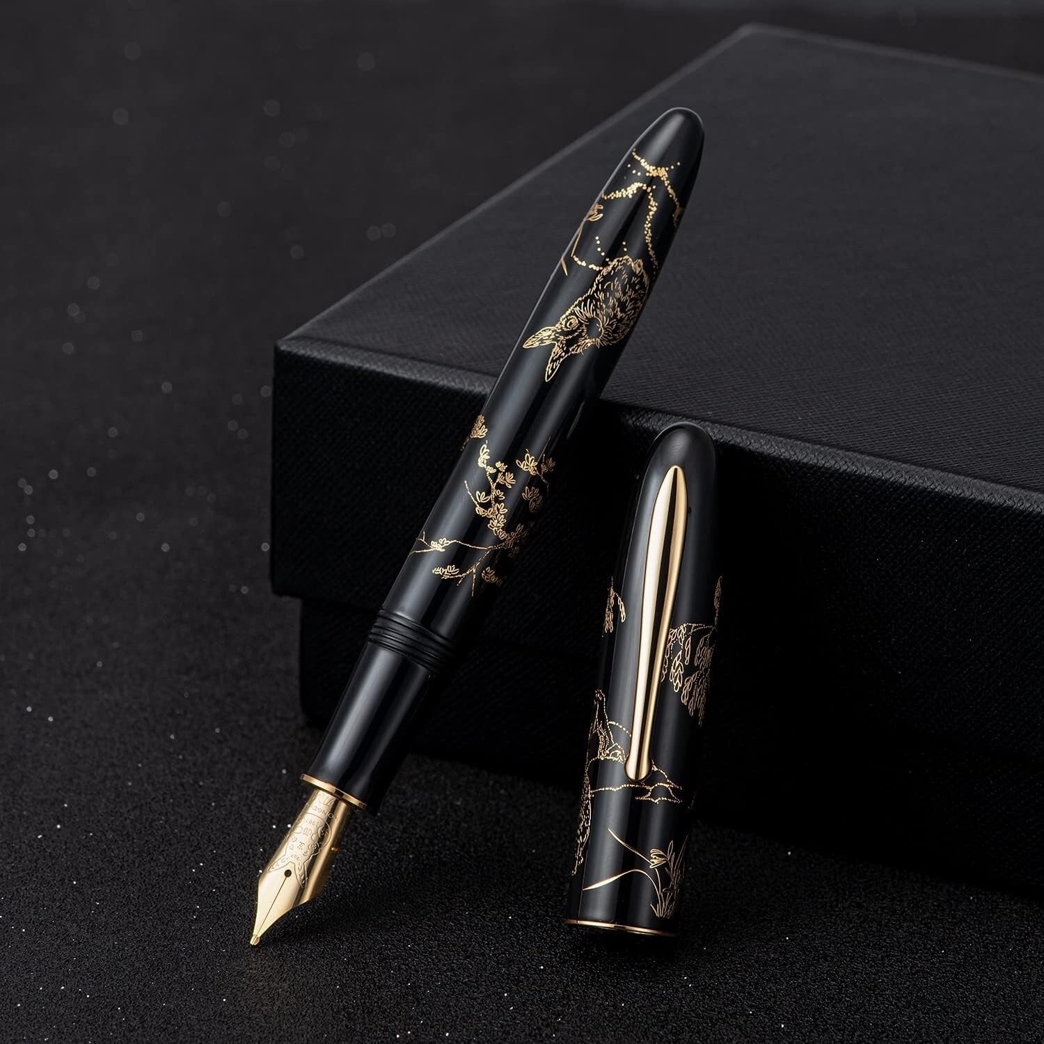 Artisan N23 Black Fountain Pen with Elegant Rabbit Totem - Quality Writing Tool