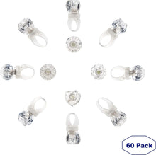 Load image into Gallery viewer, Adjustable LED Light-Up Diamond Rings - 60 Pack for Parties &amp; Celebrations
