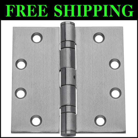 Classic Full Mortise Ball Bearing Door Hinges - 4-1/2" x 4-1/2" Stainless Steel