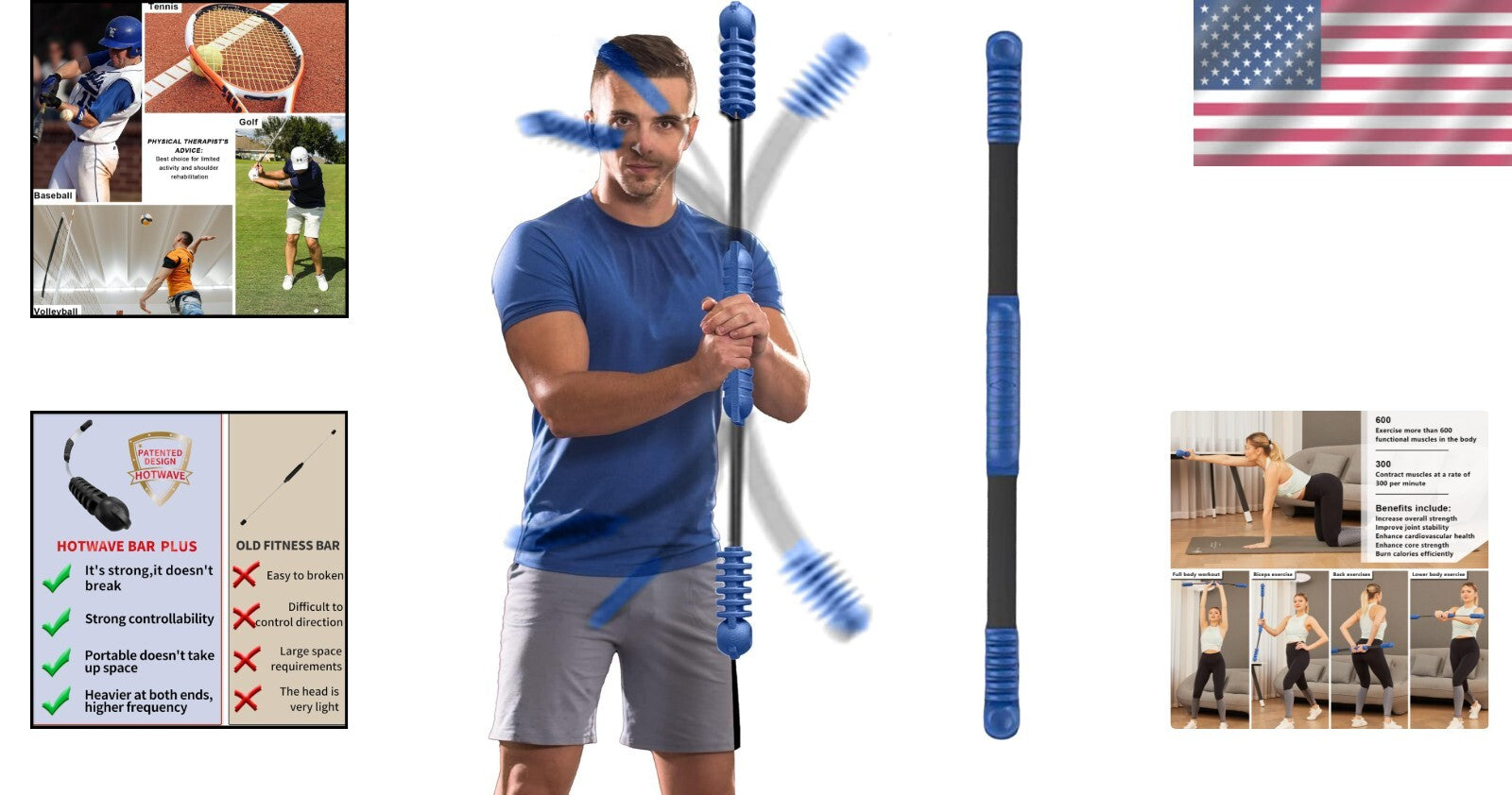Elastic Fitness Bar: Portable Vibration Weight Stick for Total Body Workouts