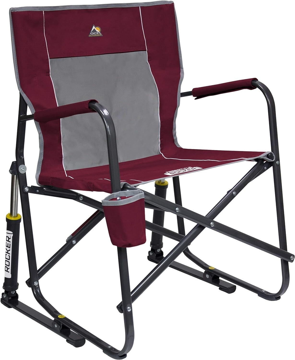 Durable Cinnamon Portable Rocking Chair with Smooth Action for Camping & Patio