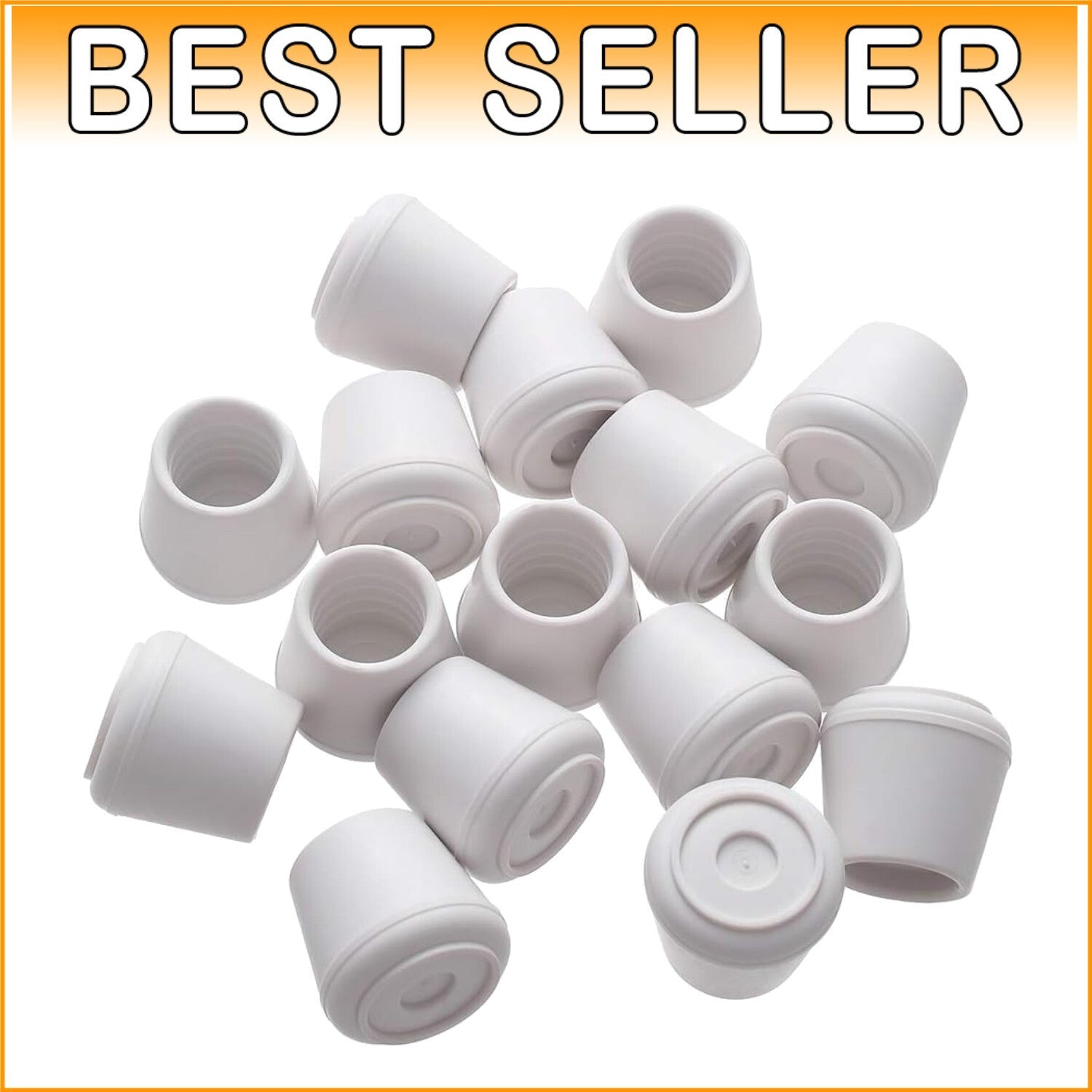 Stylish White Non-Slip Rubber Floor Protectors – 64 Chair Leg Tips, 1” Diameter