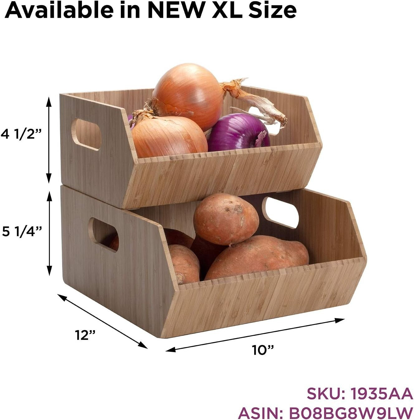 Compact Bamboo Storage Bins Set - Ideal for Efficient Kitchen Organization