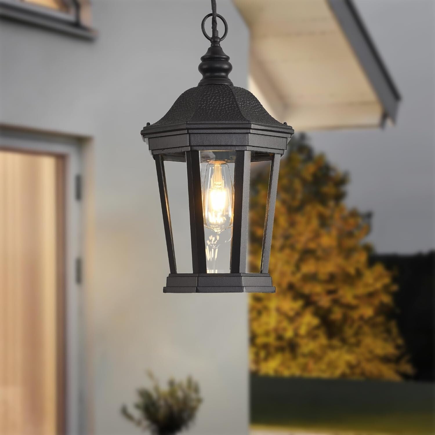 Classic 17.9" Height Adjustable Lantern - Weatherproof Hanging Light Fixture
