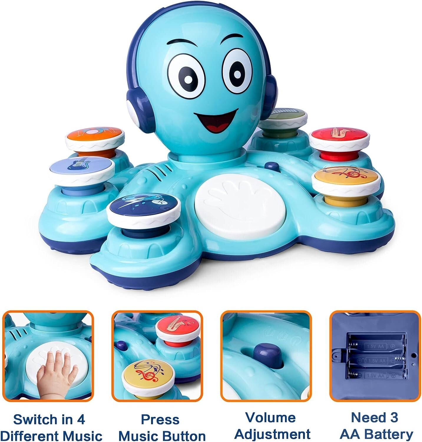 Durable Musical Octopus Toy for Educational Fun - Perfect Birthday Gift for Kids