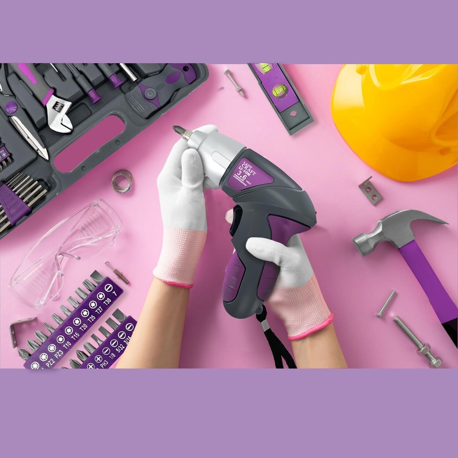 Elegant Pink 44-Piece Tool Set with Powerful Cordless Screwdriver - Gift-Ready