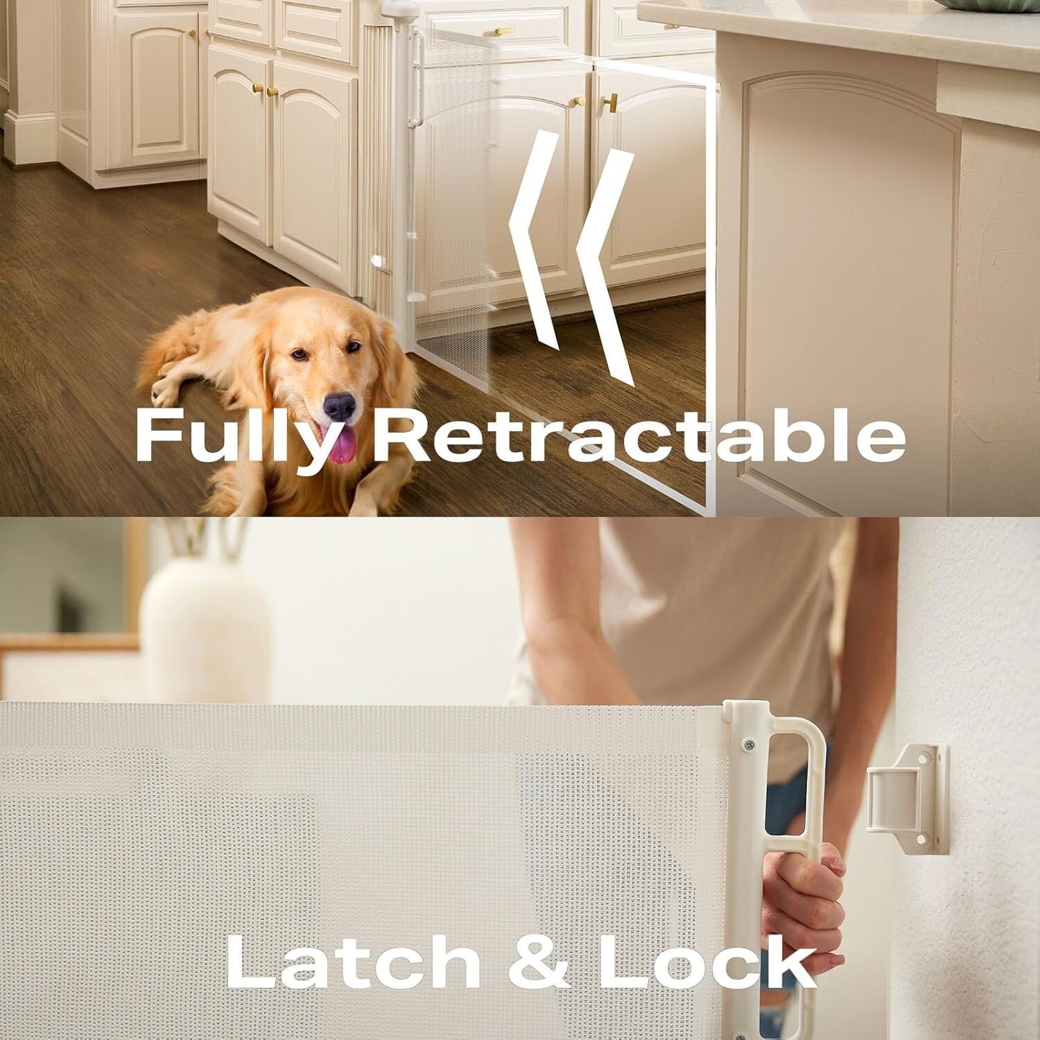 Durable 55" Retractable Baby Gate - Easy One-Handed Operation for Families