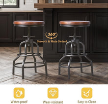 Load image into Gallery viewer, Vintage Industrial Bar Stools - Rustic Design with Swivel &amp; Adjustable Heights