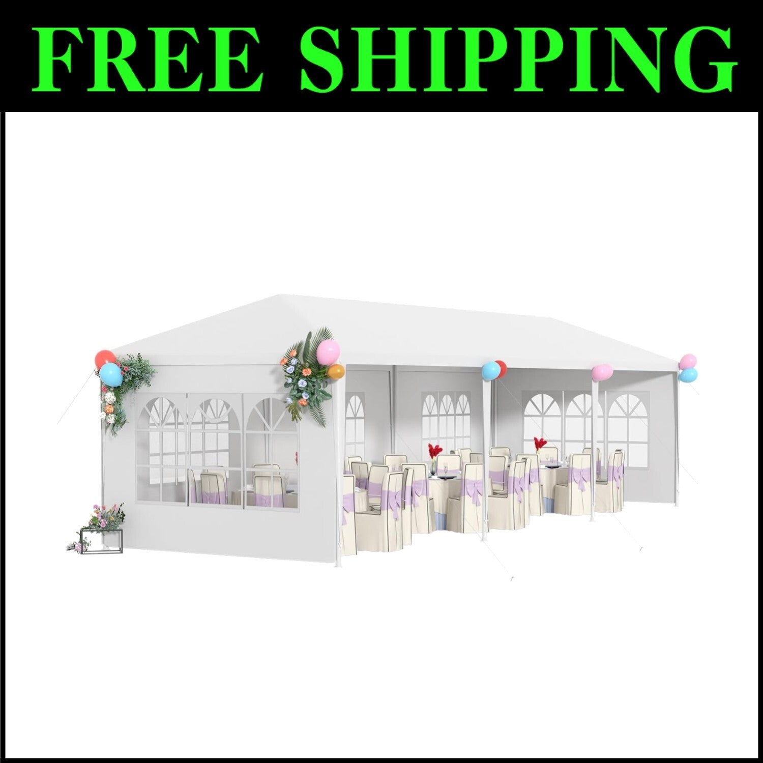 Spacious 10x30ft Outdoor Wedding Tent with 5 Removable Walls - Party Essential