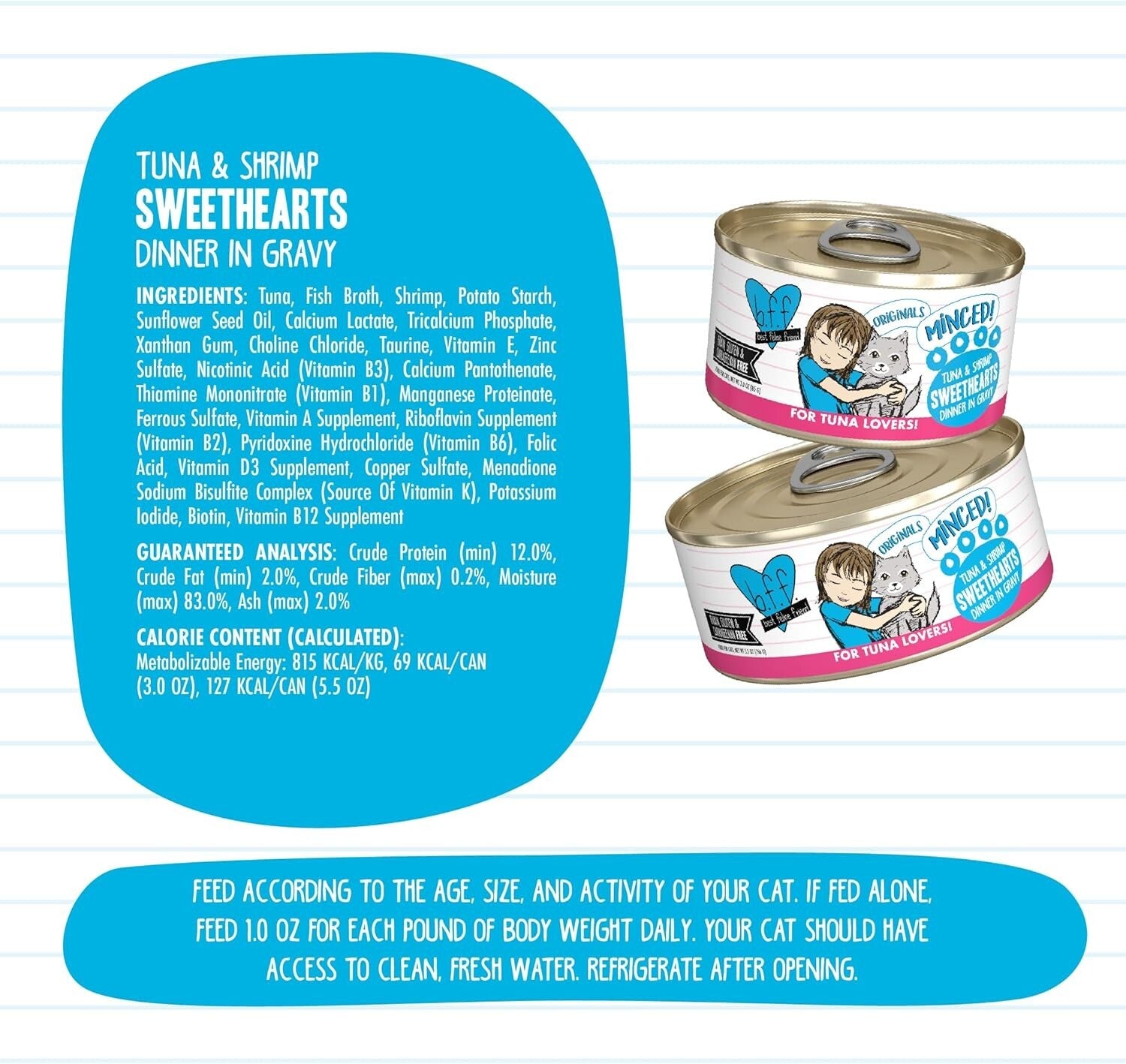 B.F.F. Grain-Free Tuna & Shrimp Cat Food, 5.5oz Pack of 24 for Feline Love