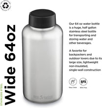Load image into Gallery viewer, Lightweight 64oz Wide Mouth Stainless Steel Bottle - Perfect for Travel &amp; Hiking