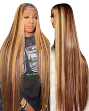 Load image into Gallery viewer, Versatile Ombre Lace Wig - 32 Inch Straight Human Hair, Glueless Cap Design