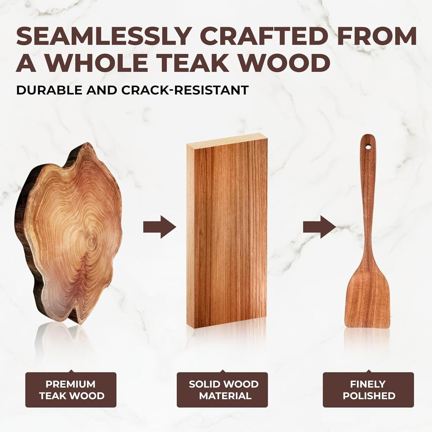 10-Piece Stylish Teak Cooking Utensils Set - Non-Stick Safe & Durable