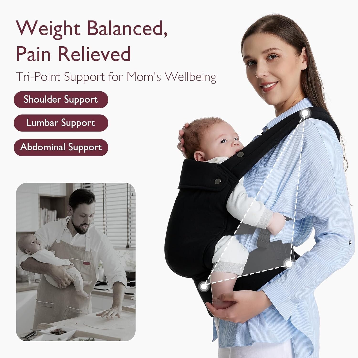 Ergonomic Baby Carrier with Adjustable Support - Ideal for Travel & Everyday Use