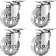 Load image into Gallery viewer, Set of 4 Heavy-Duty 4" Metal Swivel Caster Wheels - 400lbs Capacity Each