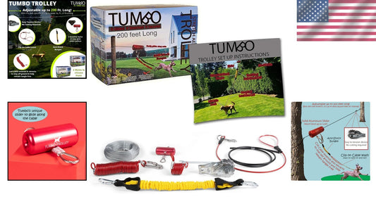 Heavy-Duty 200ft Anti-Shock Aerial Dog Runner - Perfect Zipline for Your Yard