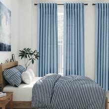 Load image into Gallery viewer, Light Filtering Blue Linen Curtains 84" - Stylish Back Tab Drapery for All Rooms
