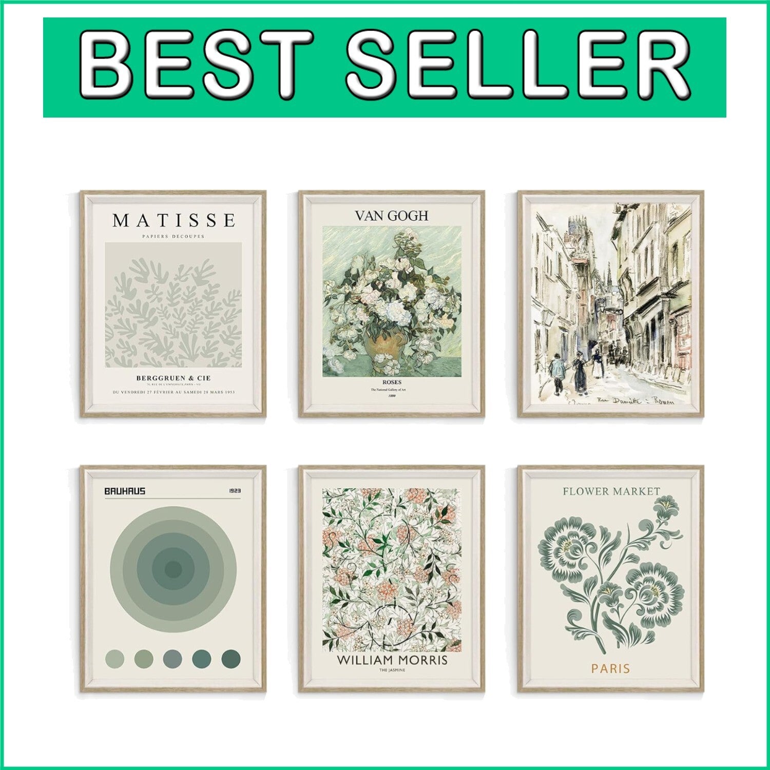 Elegant 8x10 Framed Matisse Wall Art Prints - Set of 6 for Chic Interiors