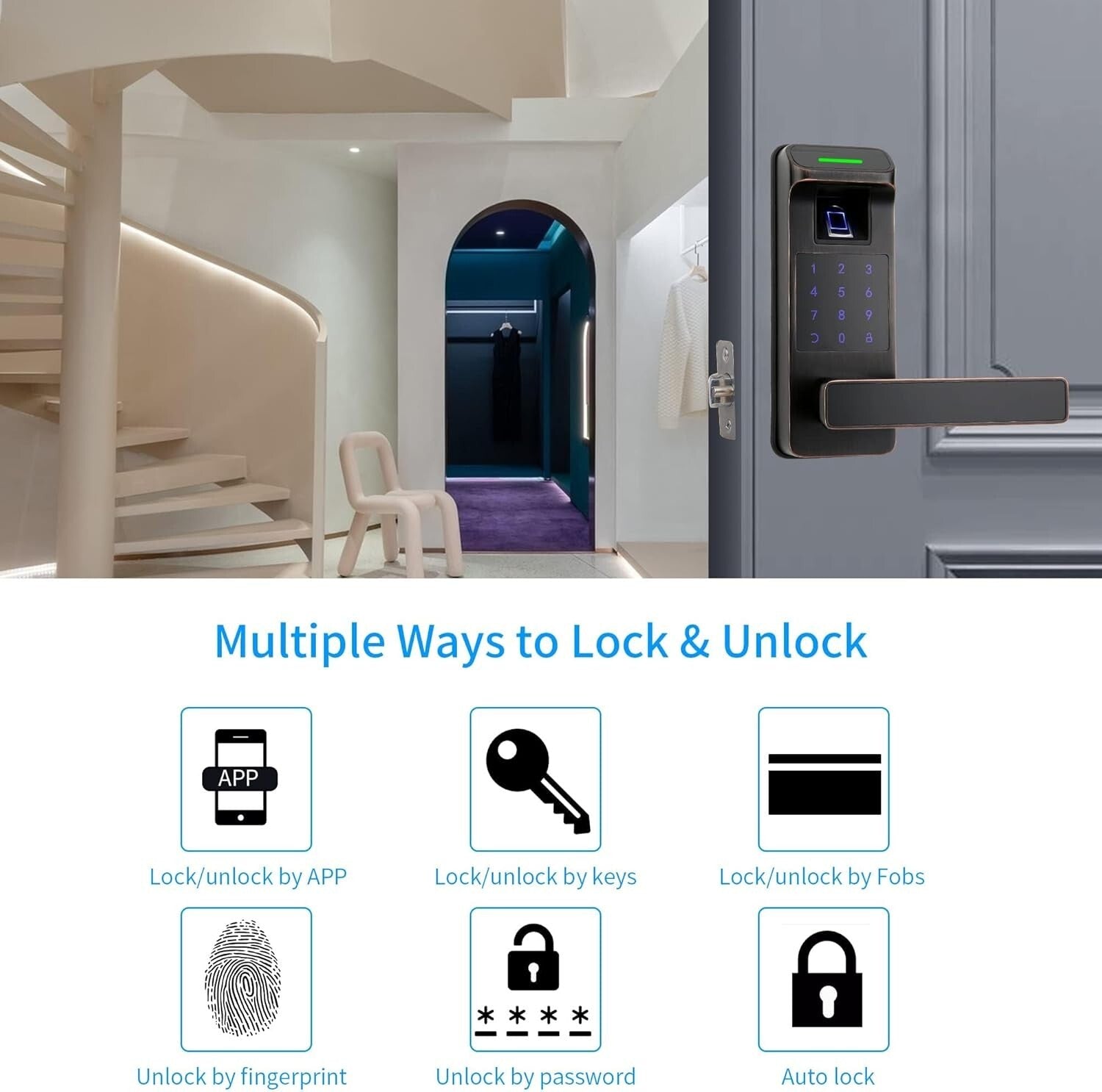 Heavy Duty Touchscreen Keyless Entry Lock with Fingerprint Sensor - Aged Bronze