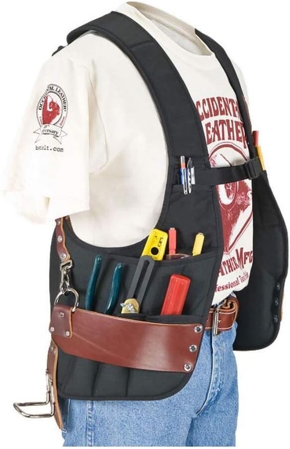 Adjustable Leather Tool Vest with Dri-Lex Lining for Ultimate Comfort on the Job