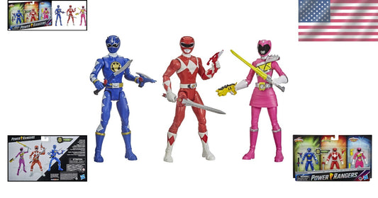 Collectible 3-Pack Action Figures: Mighty Morphin Red, Dino Charge Pink Rangers