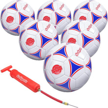 Load image into Gallery viewer, Durable Machine Stitched Soccer Balls - 6 Pack with Inflation Pump Included
