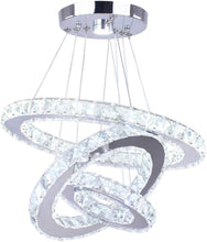 Load image into Gallery viewer, Luxury Adjustable 3-Ring LED Pendant Light - Crystal Round Ceiling Fixture