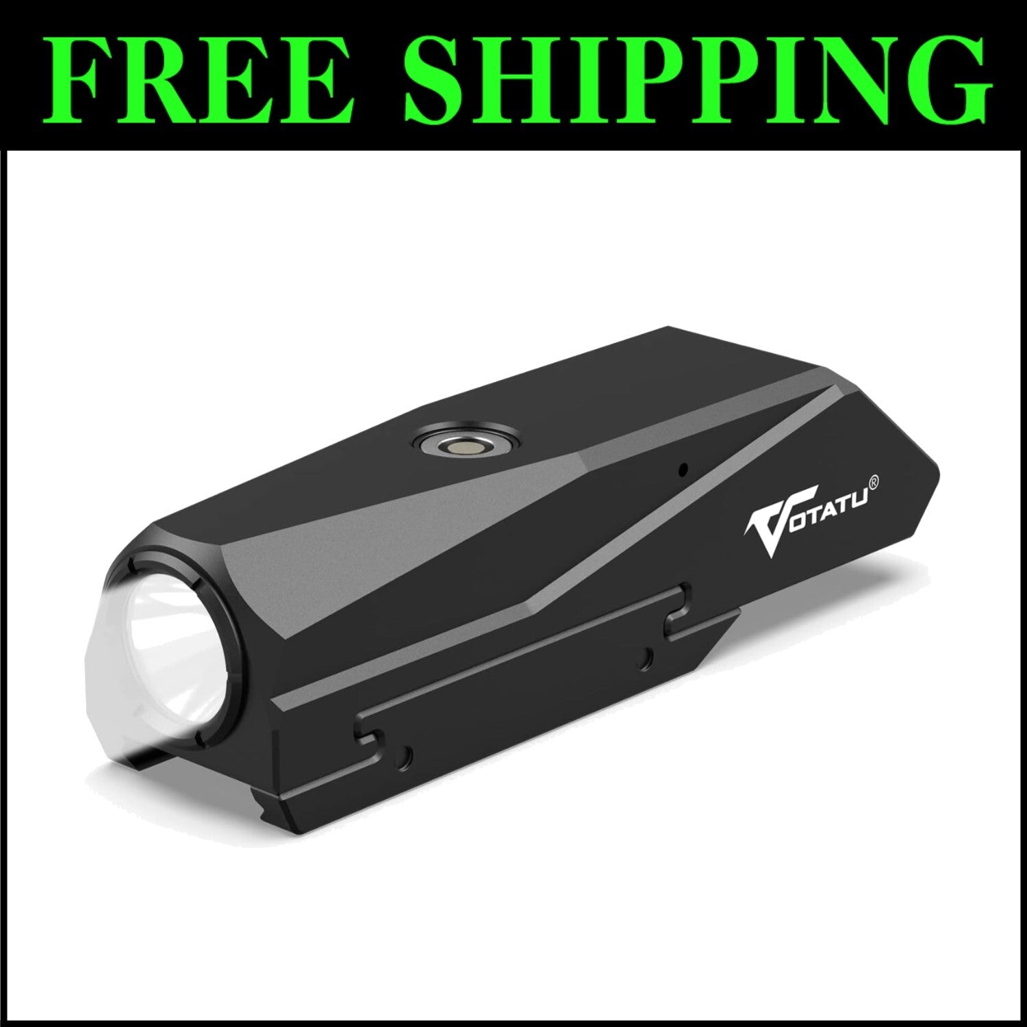 High-Performance Picatinny Rail Flashlight - 1450 Lumens, USB Rechargeable