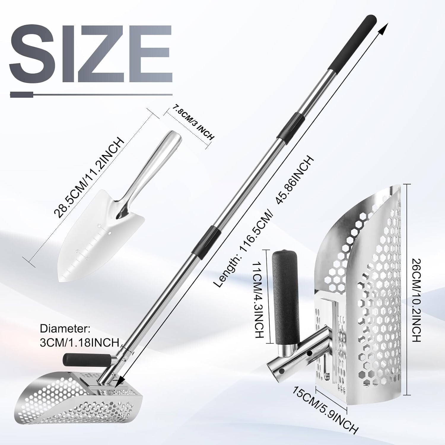 Durable Metal Detector Sand Sifter with Detachable Long Handle for Efficient Use