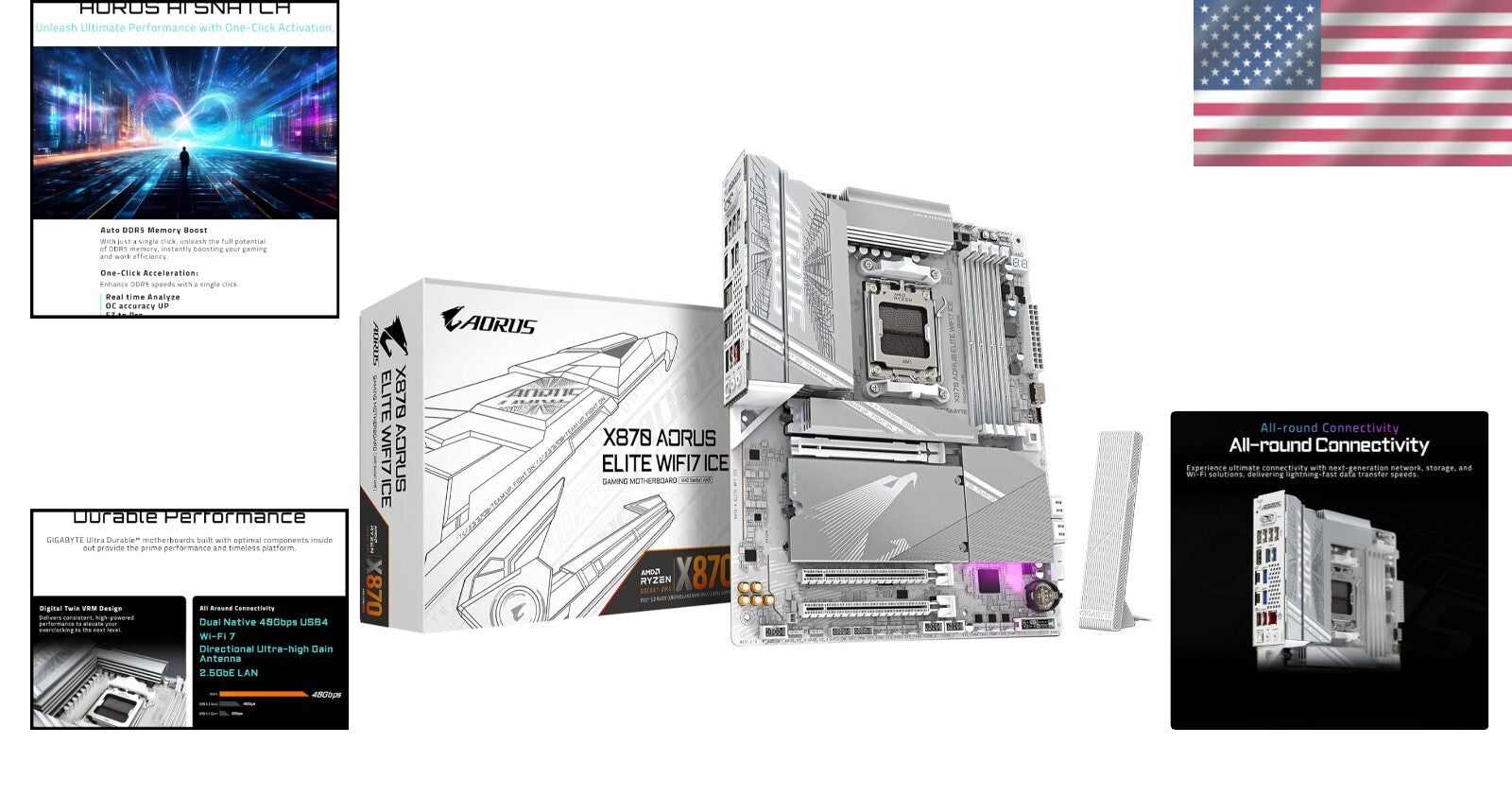 Elite X870 AM5 Motherboard - 16+2+2 Power Design, WIFI7 & Advanced Features
