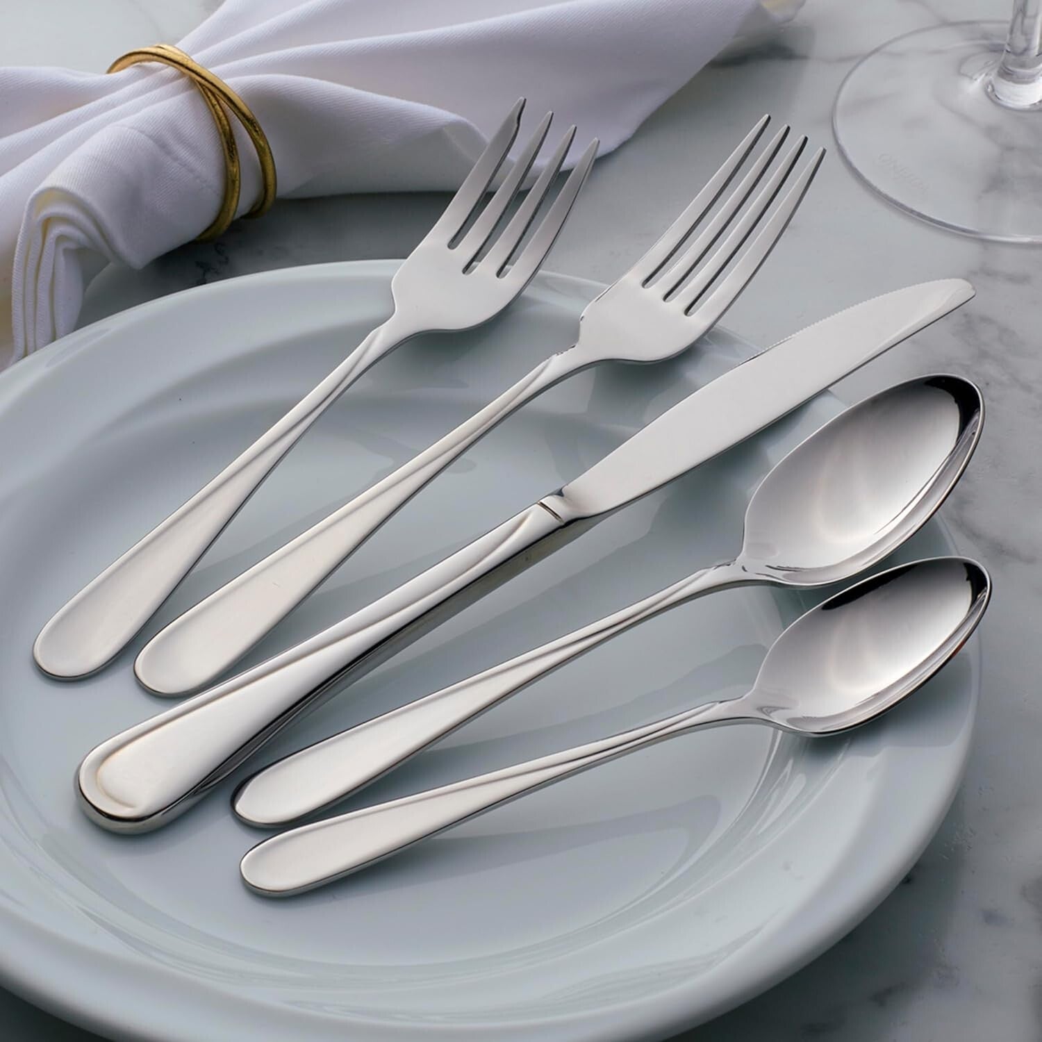 Elegant 45-Piece Stainless Steel Flatware Set - Service for 8 & Serving Utensils